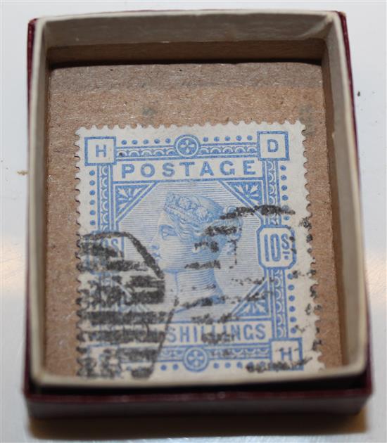 Victorian 10 shilling ultramarine stamp
